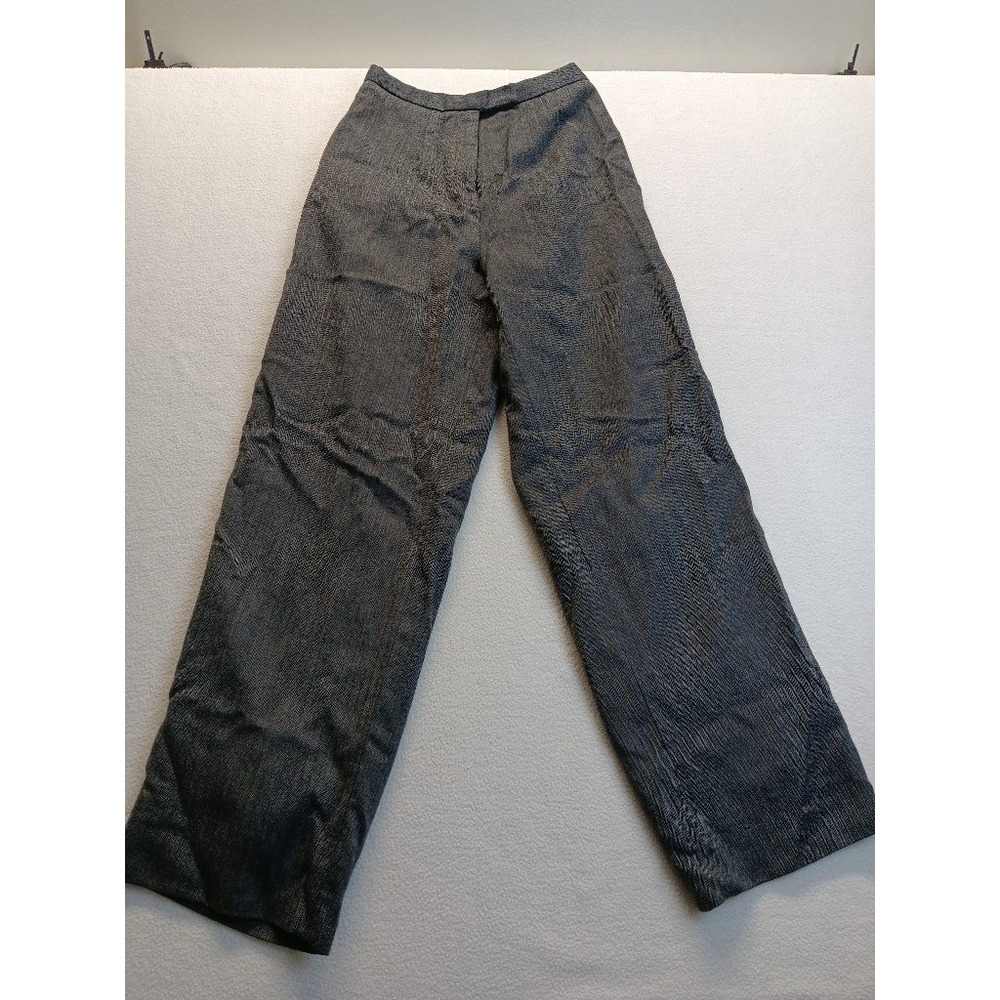 Bagatelle Pure New Wool Herringbone Wide Leg Trousers Womens Size 10 Lined Gray